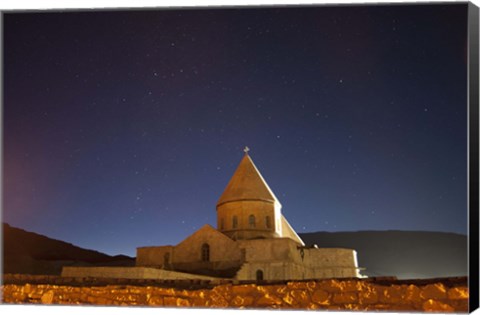 Framed Starry night sky above Saint Thaddeus Monastery, Iran Print