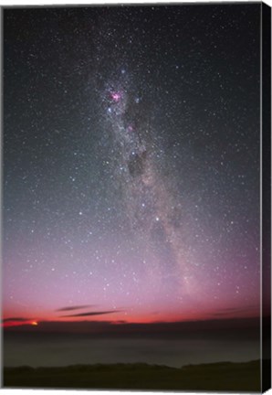 Framed Milky Way with an aurora, a meteor and lightning Print