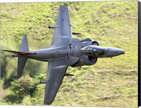 Framed Royal Air Force Harrier GR9 flying low over North Wales Print