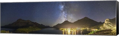 Framed Panorama of Waterton Lakes National Park overlooking the townsite Print