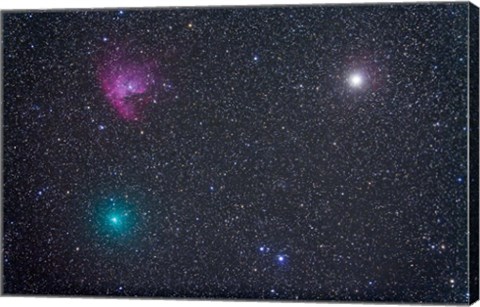 Framed Comet Hartley 2 near the Pacman Nebula, NGC 281, in Cassiopeia Print