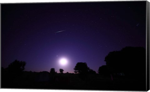 Framed bolide from the Geminids meteor shower above a setting moon in Mercedes, Argentina Print