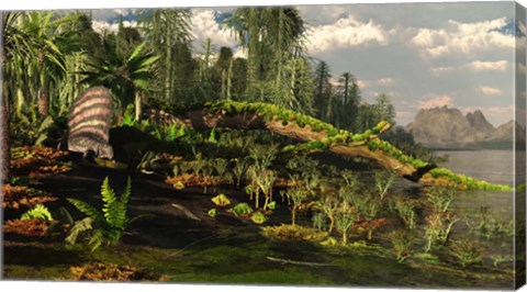 Framed Dimetrodon roams the Mid-Permian Period Print