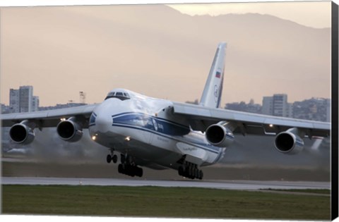 Framed Antonov An-124 aircraft taking off from Sofia Airport, Bulgaria Print