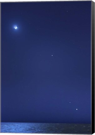 Framed Conjunction of the moon, Jupiter, Mars and Venus Print