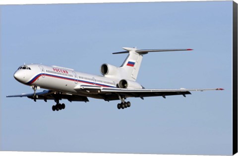 Framed Tupolev Tu-154M on final approach in Bulgaria Print