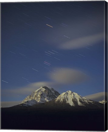 Framed Orion star tails over Mt Temple, Banff National Park, Alberta, Canada Print