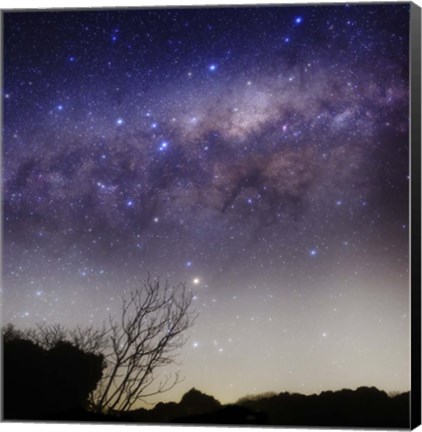 Framed Milky Way above a rural landscape in San Pedro, Argentina Print