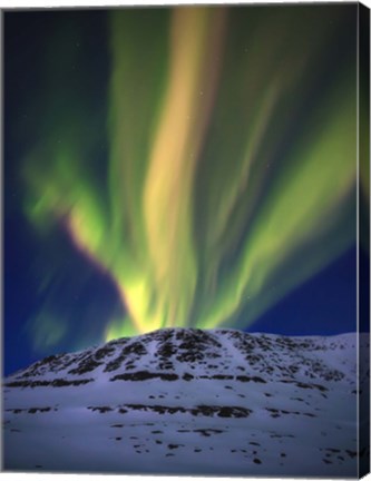 Framed Aurora Borealis over Toviktinden Mountain in Troms County, Norway Print