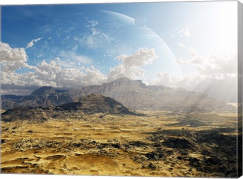 Framed Clouds break over a desert on Matsya, giving a glimpse of the planet Samandar Print