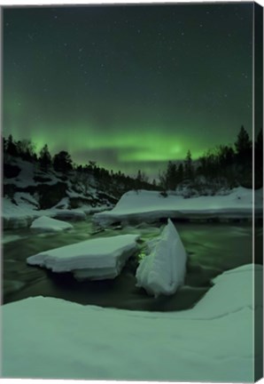 Framed Aurora Borealis, Tennevik River, Troms, Norway Print