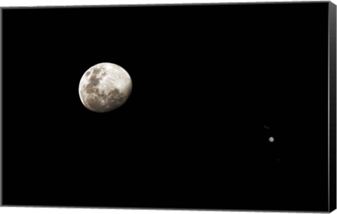 Framed Earth&#39;s moon and Jupiter separated by six degrees Print