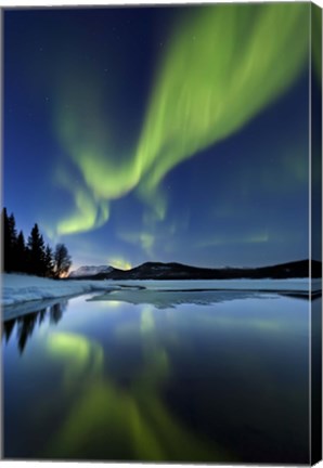 Framed Aurora Borealis over Sandvannet Lake in Troms County, Norway Print