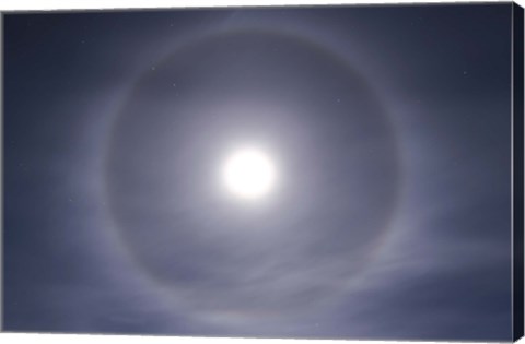 Framed Halo around full moon taken near Gleichen, Alberta, Canada Print