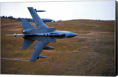 Framed Royal Air Force Tornado GR4 during low fly training in North Wales Print