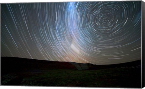 Framed Star trails around the south celestial pole, Somuncura, Argentina Print