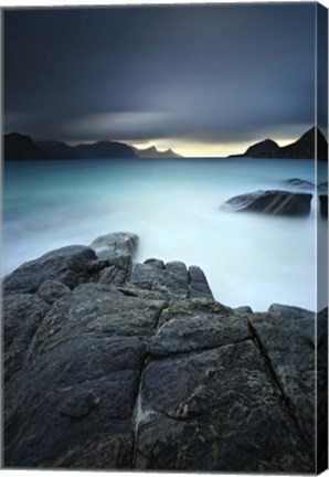 Framed long exposure scene at Haukland Beach in Lofoten, Norway Print