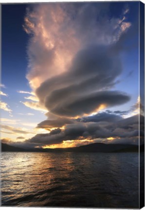 Framed massive stacked lenticular cloud over Tjedsundet in Troms County, Norway Print