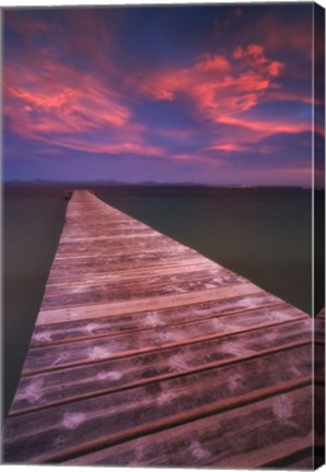 Framed Alcudia Beach pier in Mallorca, Spain Print