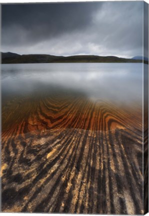 Framed Geology lines in Sandvannet Lake, Nordland County, Norway Print