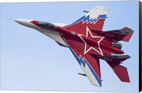 Framed Top view of a Russian MiG-29OVT aerobatic aircraft Print