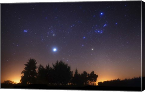 Framed Pleiades, Taurus and Orion with Jupiter over Doyle, Argentina Print