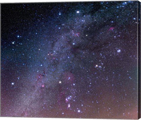 Framed Winter sky panorama with various deep sky objects Print