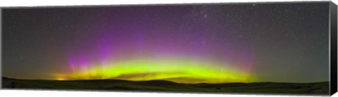 Framed Panoramic view of northern lights on the horizon, Saskatchewan, Canada Print