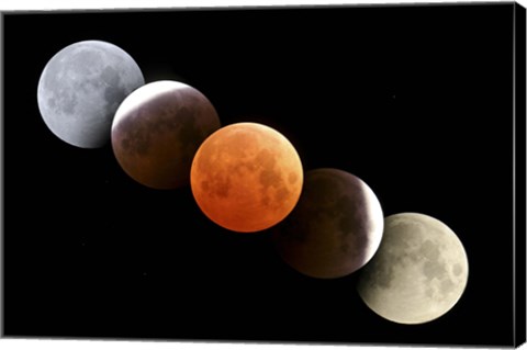 Framed Digital composite of total lunar eclipse Print