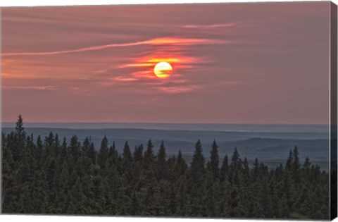 Framed Sunset at Horseshoe Canyon, Cypress Hills Interprovincial Park, Alberta, Canada Print