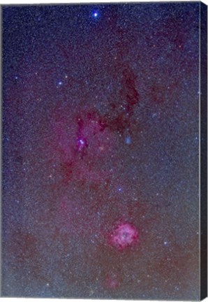 Framed Rosette Nebula with nebulosity complex in Monoceros Print