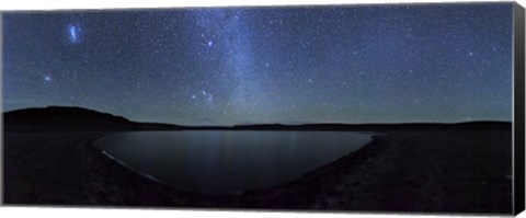 Framed panoramic view of the Milky Way and La Azul lagoon in Somuncura, Argentina Print