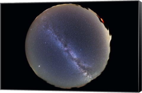 Framed Fish-eye lens view of sky with Milky Way Print