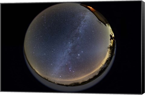 Framed Fish-eye lens view of the northern winter sky Print