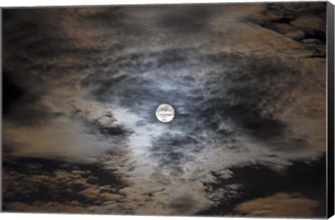 Framed Full moon in clouds Print