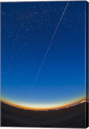 Framed Trail of the International Space Station coming out of the western twilight Print
