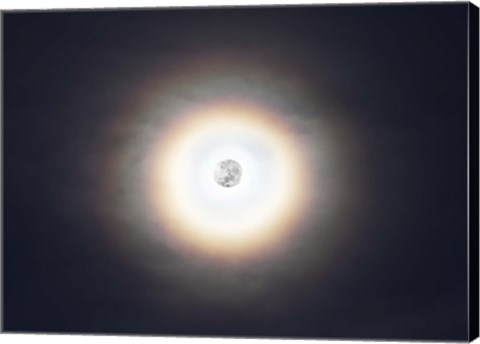 Framed bright halo around the full moon Print