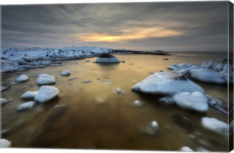 Framed frozen, rusty bay on Andoya Island in Nordland County, Norway Print