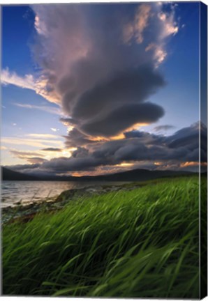 Framed giant stacked lenticular cloud over Tjeldsundet, Troms County, Norway Print