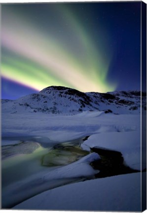 Framed Aurora Borealis over Mikkelfjellet Mountain in Troms County, Norway Print