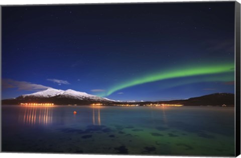 Framed Aurora over Tjeldsundet and Saetertinden Mountain in Norway Print