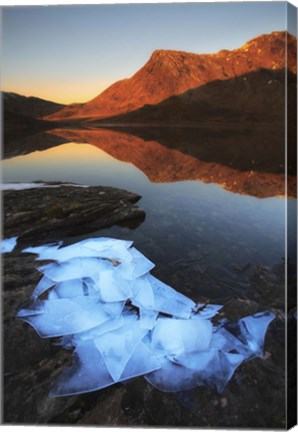 Framed Ice flakes in the shadows of Skittendalen Valley in Troms County, Norway Print