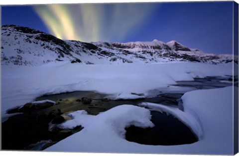 Framed Northern Lights in Skittendalen Valley, Troms County, Norway Print