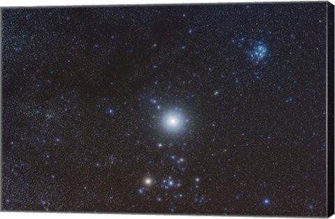 Framed Jupiter in the constellation Taurus with deep sky objects Print