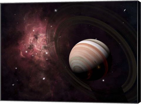 Framed gas giant Carter orbited by it&#39;s two small moons Banth and Sorak Print