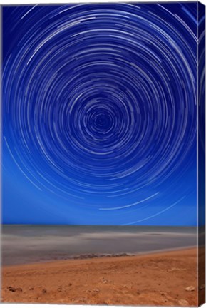 Framed Star trails around the south celestial pole at the beach in Miramar, Argentina Print