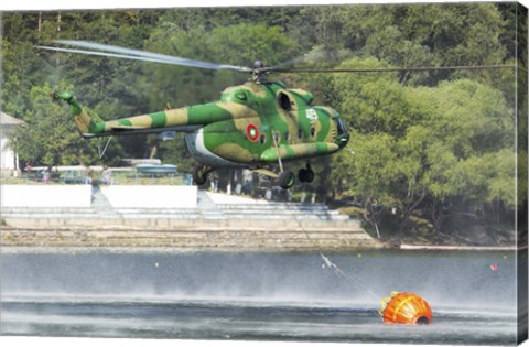 Framed Bulgarian Air Force Mi-17 taking water with Bambi Bucket Print