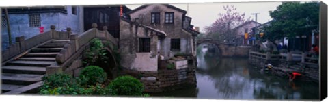 Framed Ancient Town and Canal, China Print