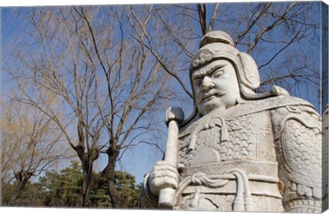 Framed Carved warrior statues, Changling Sacred Was, Beijing, China Print