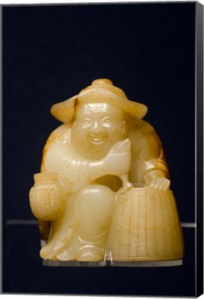 Framed China, Shanghai, Shanghai Museum. Carved jade fisherman. Print